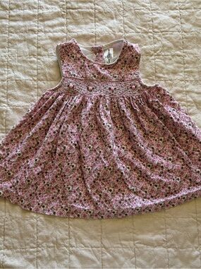 Rare Editions Floral Smocked Corduroy Pink Baby Toddler Girls Jumper Dress